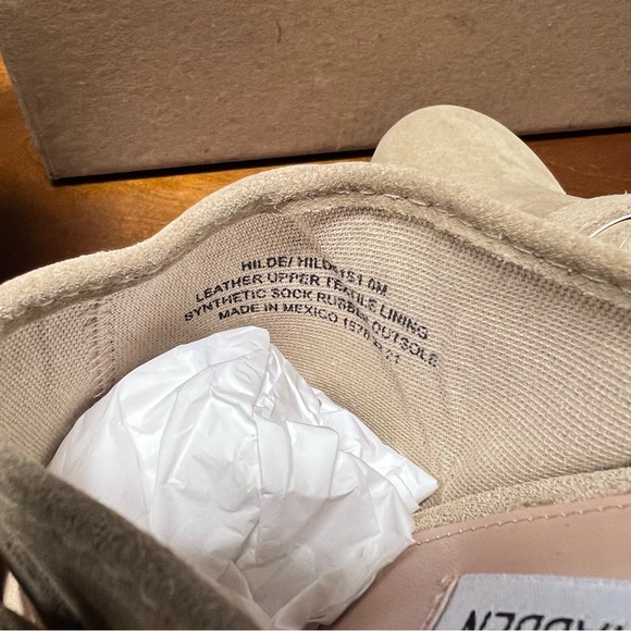 New Steve Madden Women Y2K Tan Hilde Suede Platform Mule Size 8.5 Tan Studded - Picture 14 of 15